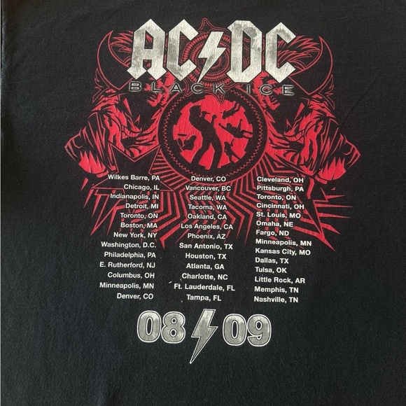 Vintage AC/DC 2008 Black Ice Tour T-Shirt Rock N Roll Train Custom Boxy Cropped - Picture 3 of 6